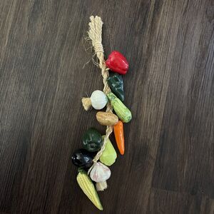 Vintage Retro 50s HandpainteCeramic Mixed Veg Food  Bunch Jute Kitchen Decor 16”